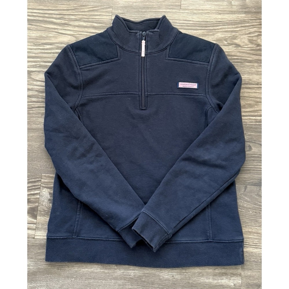Vineyard Vines Women's 1/4 Zip Long Sleeve Pullover Mock Neck Navy S 100% Cotton
